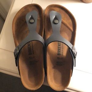 Size 7-7.5 Birkenstock's! Blue leather!